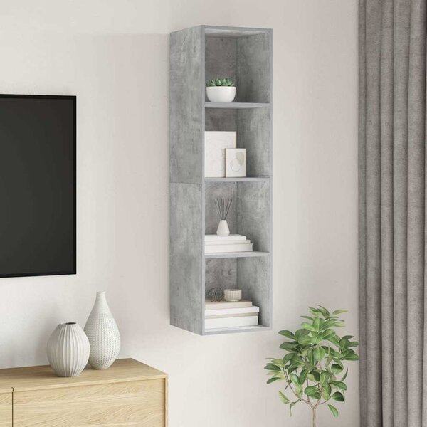 Betonszürke szerelt fa fali TV-szekrény 37x37x142,5 cm