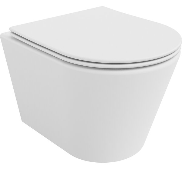 Mexen Rico Rimless függő WC + vékony, lassan eső hőre keményedő ülőke, fehér matt, 30724001