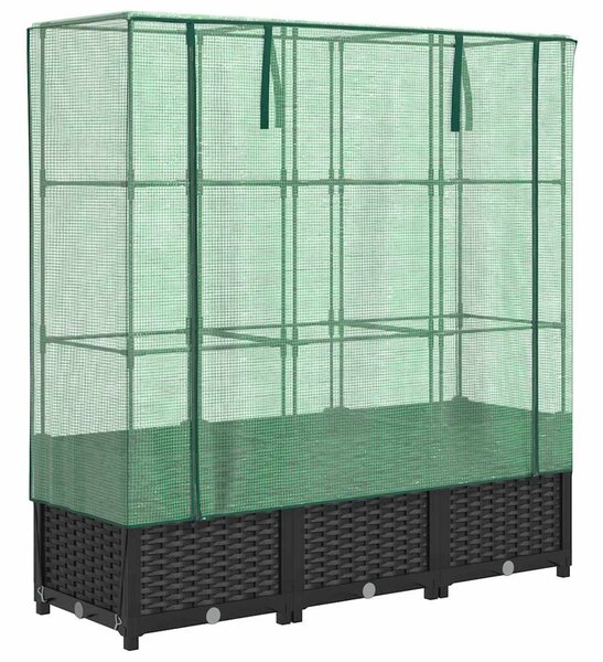 Rattan megjelenésű magaságyás melegháztakaróval 120x40x138 cm
