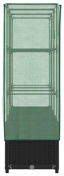 Rattan megjelenésű magaságyás melegháztakaróval 120x40x138 cm