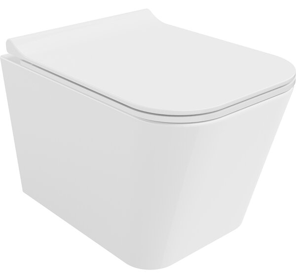 Mexen Teo Rimless WC csésze lassan csukódó, vékony duroplast WC-ülőkével, fehér fényes - 30850700