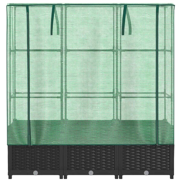 Rattan megjelenésű magaságyás melegháztakaróval 120x40x138 cm