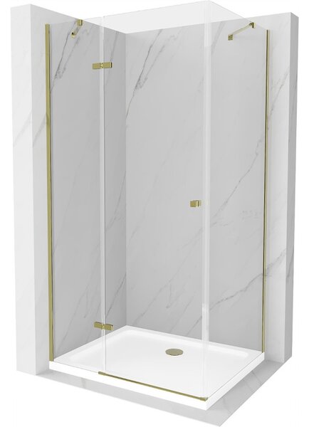 Mexen Roma zuhanykabin 80 x 70 cm, 6 mm-es üveg, arany profilú átlátszó üveg + vékony zuhanytálca 5 cm, 854-080-070-50-00-4010