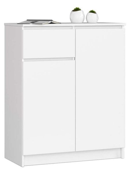 Akord - Fehér Komód K80 2D 1SZ CLP - 80x99x40 cm - 1 Fiók, 2 Ajtó, 4 Polc, Laminált Lap, ABS Él, Összeszerelhető Bútor
