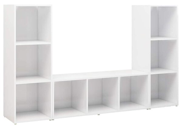 3 db fehér szerelt fa TV-szekrény 107 x 35 x 37 cm