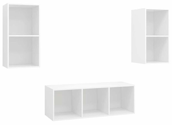 3 részes fehér forgácslap TV-szekrény