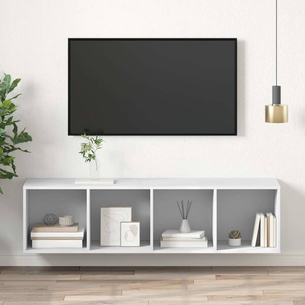 Fehér szerelt fa falra szerelhető TV-szekrény 37x37x142,5 cm