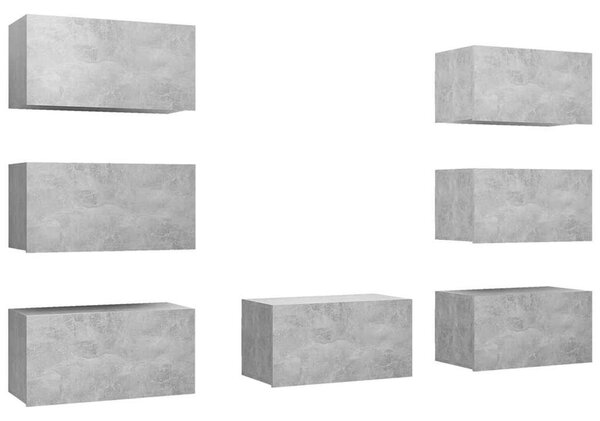 7 db betonszürke szerelt fa TV-szekrény 30,5 x 30 x 60 cm