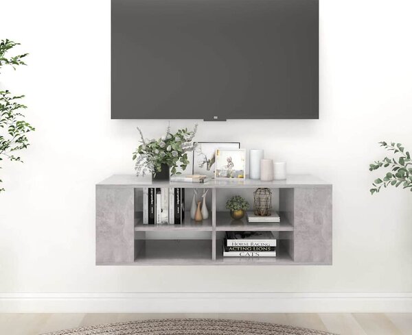 Betonszürke szerelt fa falra szerelhető TV-szekrény 102x35x35cm