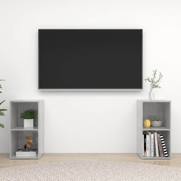 2 db betonszürke szerelt fa TV-szekrény 72 x 35 x 36,5 cm