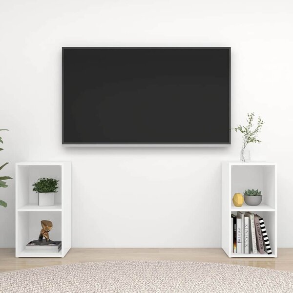 2 db fehér szerelt fa TV-szekrény 72 x 35 x 36,5 cm