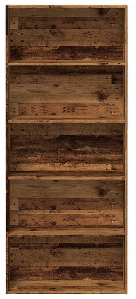 Antik fa színű szerelt fa könyvszekrény 80 x 30 x 189 cm