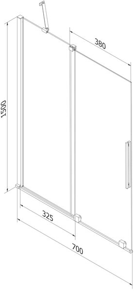 Mexen Velar Kádparaván 2 részes csúszó 70 x 150 cm, átlátszó nano, fehér - 896-070-000-01-20 Kádparaván