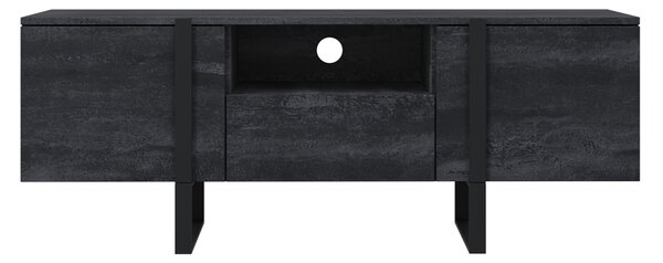 Verica 150 cm-es TV-szekrény nyitott polccal - szénfekete / fekete lábak