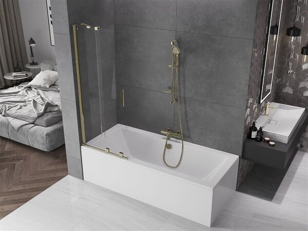 Mexen Velar Kádparaván 2 részes csúszó 70 x 150 cm, átlátszó nano, arany - 896-070-000-01-50 Kádparaván