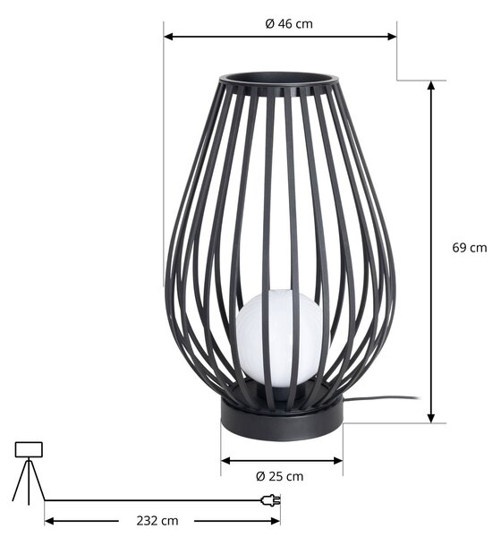 Lucande teraszvilágítás Marrin, fekete, fém, Ø 46cm, Fekete, fém, Modern