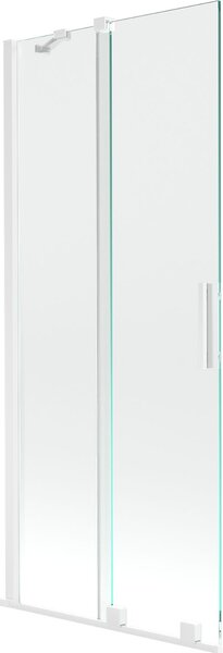 Mexen Velar Kádparaván 2 részes csúszó 80 x 150 cm, átlátszó nano, fehér - 896-080-000-01-20 Kádparaván