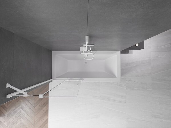 Mexen Velar Kádparaván 2 részes csúszó 80 x 150 cm, átlátszó nano, fehér - 896-080-000-01-20 Kádparaván