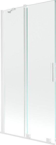 Mexen Velar 2-szárnyú tolható kádparaván 95 x 150 cm, átlátszó, fehér - 896-095-000-01-20
