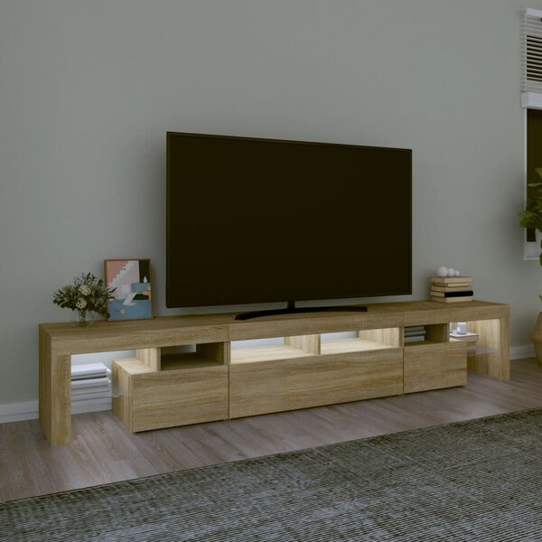 Sonoma tölgy színű TV-szekrény LED-lámpákkal 230x36,5x40 cm