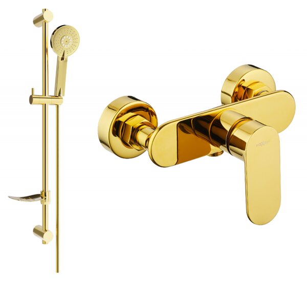 Mexen Milo DF40 zuhanycsaptelep zuhanykészlettel, arany - 7134R40-50