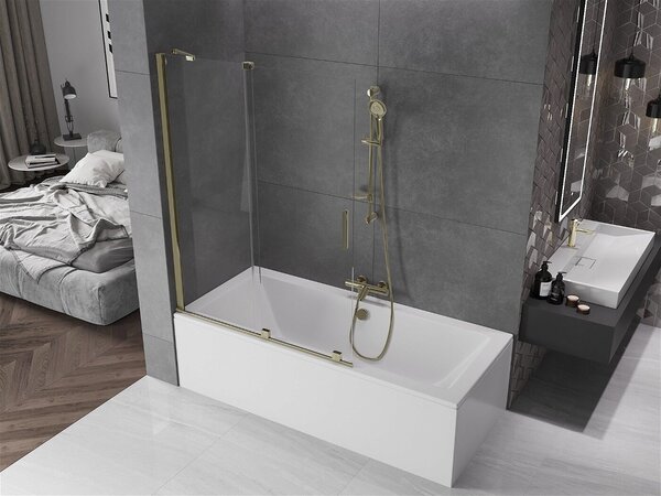Mexen Velar Kádparaván 2 részes csúszó 120 x 150 cm, átlátszó nano, arany - 896-120-000-01-50 Kádparaván