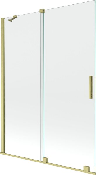 Mexen Velar Kádparaván 2 részes csúszó 130 x 150 cm, átlátszó nano, arany s csiszolt- 896-130-000-01-55 Kádparaván