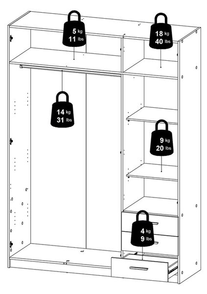 Sötétszürke ruhásszekrény 147x200 cm Sprint – Tvilum