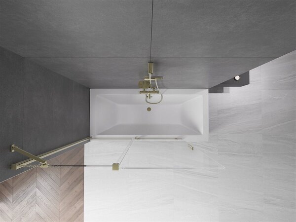 Mexen Velar Kádparaván 2 részes csúszó 140 x 150 cm, átlátszó nano, arany - 896-140-000-01-50 Kádparaván