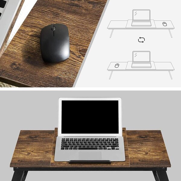 Laptop asztal, állítható reggeliző tálca, rusztikus barna
