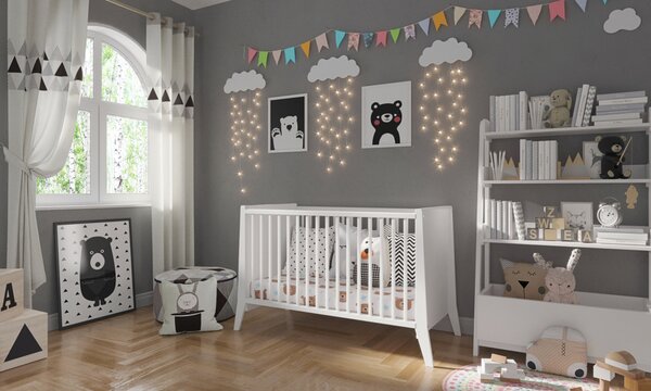 Cosmo gyerekágy 120x60 - fehér 120 x 60 cm rácsos babaágy tároló nélkül
