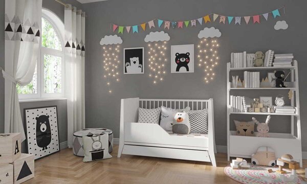 Cosmo gyerekágy 120x60 - fehér 120 x 60 cm rácsos babaágy tároló nélkül