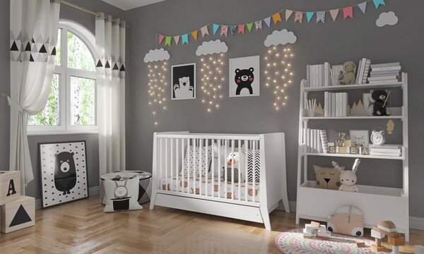 Cosmo gyerekágy 120x60 - fehér 120 x 60 cm rácsos babaágy tároló nélkül