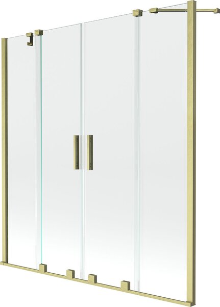 Mexen Velar Duo Kádparaván 2 részes csúszó 140 x 150 cm, átlátszó nano, arany s csiszolt- 896-140-000-02-55 Kádparaván