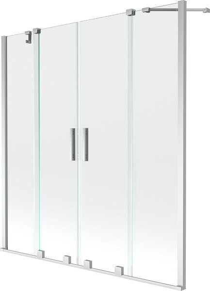 Mexen Velar Duo Kádparaván 2 részes csúszó 160 x 150 cm, átlátszó nano, króm - 896-160-000-02-01 Kádparaván