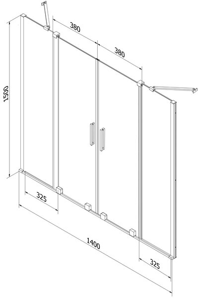 Mexen Velar Duo Kádparaván 2 részes csúszó 140 x 150 cm, átlátszó nano, réz csiszolt- 896-140-000-02-65 Kádparaván