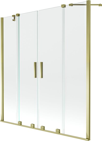 Mexen Velar Duo Kádparaván 2 részes csúszó 140 x 150 cm, átlátszó nano, arany - 896-140-000-02-50 Kádparaván
