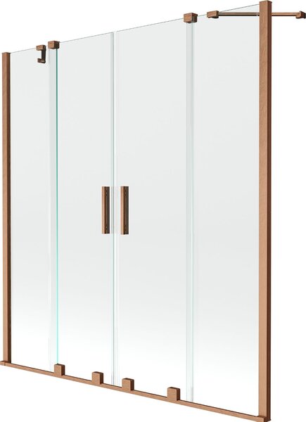 Mexen Velar Duo Kádparaván 2 részes csúszó 140 x 150 cm, átlátszó nano, réz csiszolt- 896-140-000-02-65 Kádparaván
