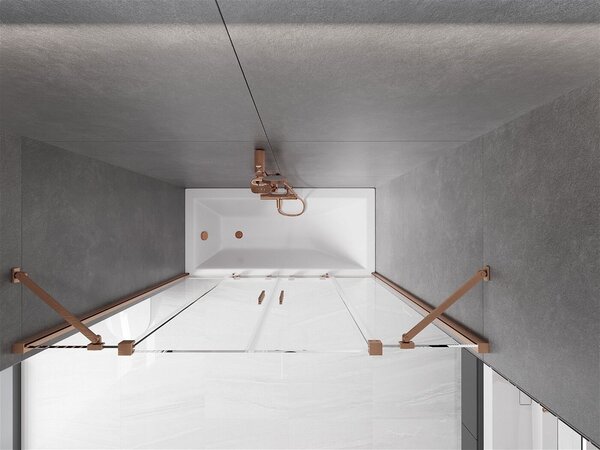 Mexen Velar Duo Kádparaván 2 részes csúszó 140 x 150 cm, átlátszó nano, réz csiszolt- 896-140-000-02-65 Kádparaván