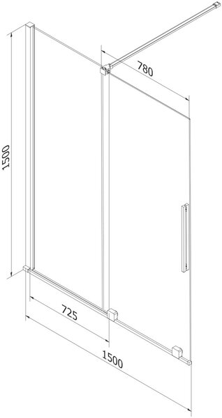 Mexen Velar Kádparaván 2 részes csúszó 150 x 150 cm, átlátszó nano, fehér - 896-150-000-01-20 Kádparaván