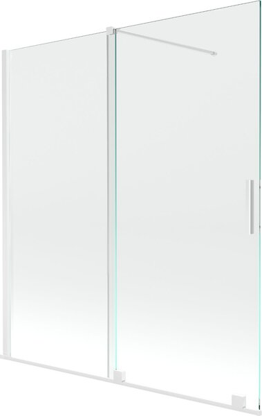 Mexen Velar Kádparaván 2 részes csúszó 150 x 150 cm, átlátszó nano, fehér - 896-150-000-01-20 Kádparaván