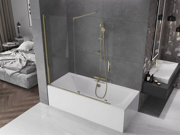 Mexen Velar Kádparaván 2 részes csúszó 150 x 150 cm, átlátszó nano, arany - 896-150-000-01-50 Kádparaván