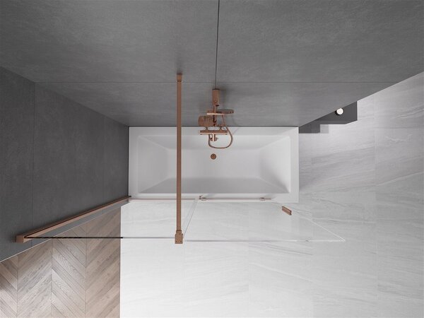 Mexen Velar Kádparaván 2 részes csúszó 150 x 150 cm, átlátszó nano, réz csiszolt- 896-150-000-01-65 Kádparaván