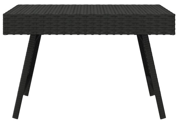 Fekete összecsukható polyrattan kisasztal 60 x 40 x 38 cm