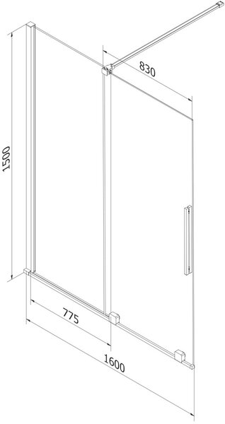 Mexen Velar Kádparaván 2 részes csúszó 160 x 150 cm, átlátszó nano, arany - 896-160-000-01-50 Kádparaván
