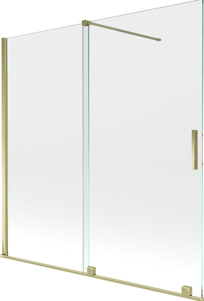Mexen Velar Kádparaván 2 részes csúszó 160 x 150 cm, átlátszó nano, arany - 896-160-000-01-50 Kádparaván