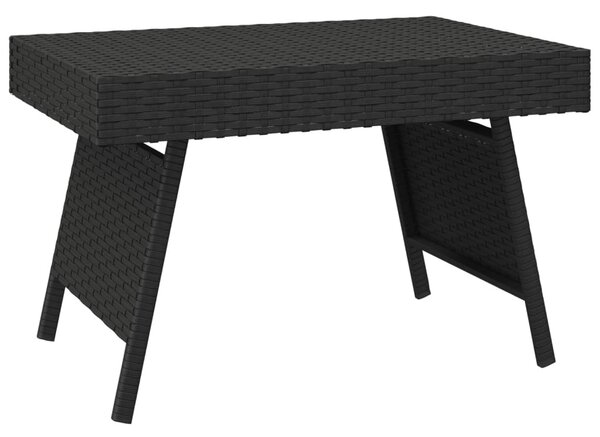 Fekete összecsukható polyrattan kisasztal 60 x 40 x 38 cm
