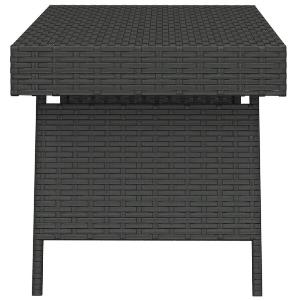 Fekete összecsukható polyrattan kisasztal 60 x 40 x 38 cm