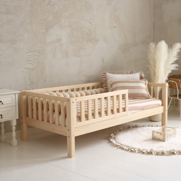 Luloo Basic Love Natúr Vastag Rácsos Ifjúsági Gyerekágy 1/2 Leesésgátlóval (90x190 Cm)