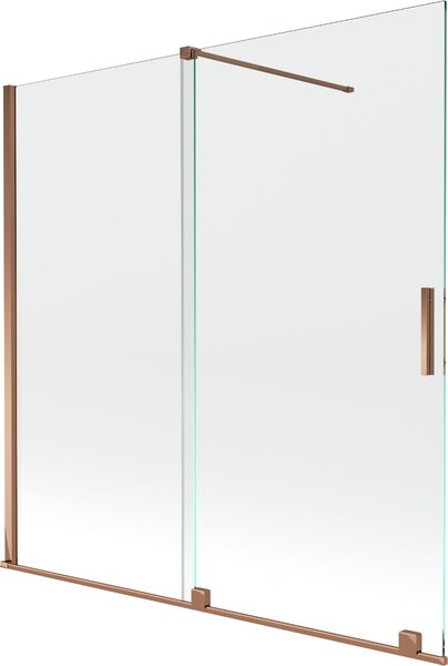 Mexen Velar Kádparaván 2 részes csúszó 160 x 150 cm, átlátszó nano, rózsa arany - 896-160-000-01-60 Kádparaván